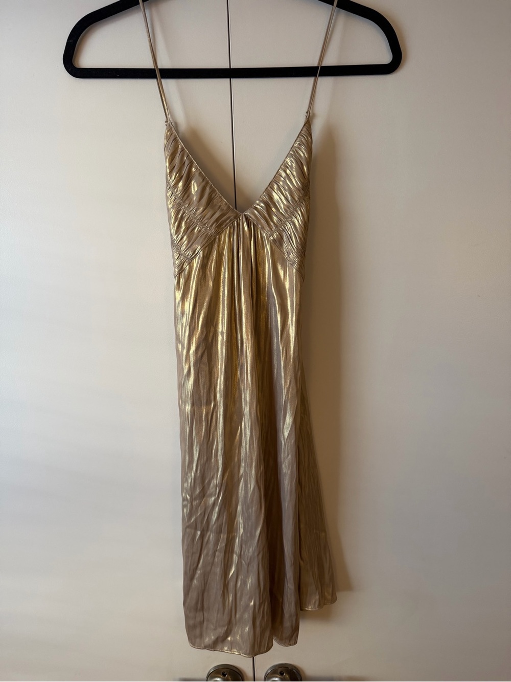 NWT - Metallic Champagne Slip Dress with Delicate Straps - Picture 6 of 11